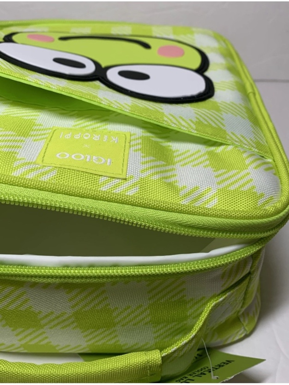 Sanrio KEROPPI Vertical Lunch Box Cooler Bag Gingham Green Igloo Insulated NWT - Picture 7 of 10